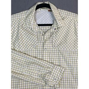 Howler Bros Fishing Hiking Shirt Pearl Snap Western Vented Mens M Plaid Gray Ylw